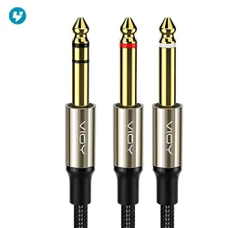 6.35 TRS Cable 1/4 Inch TRS Stereo To Dual 1/4 Inch TS Mono Y-Splitter Cable Audio Patch Cord for Speaker Mixer Amp Guitar Etc