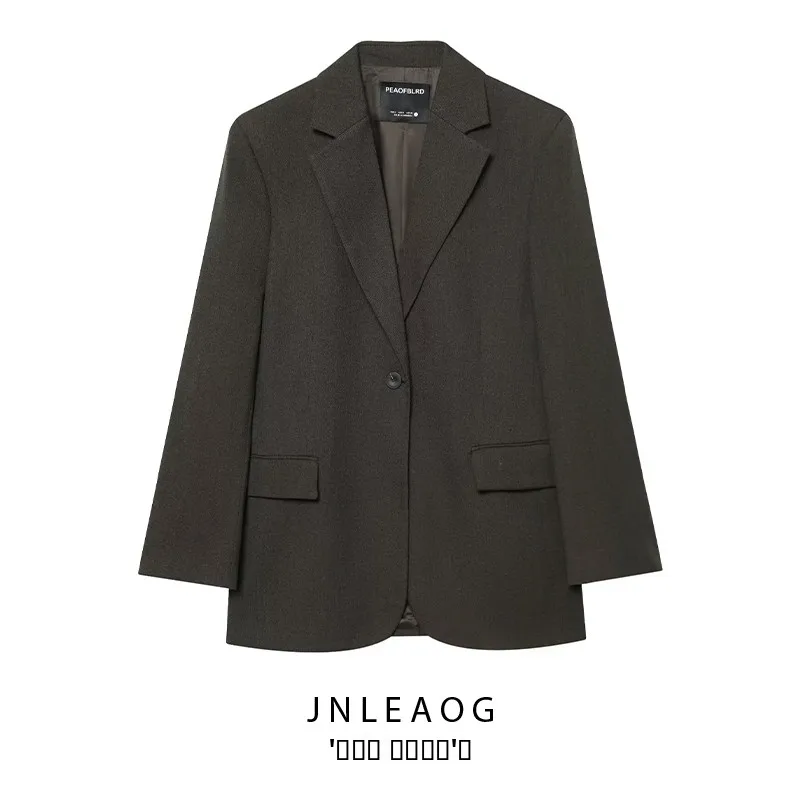 

JNLEAOG модный свободный женский костюм из смешанного волокна Jaet, осеннее новое универсальное повседневное длинное пальто на пуговицах све