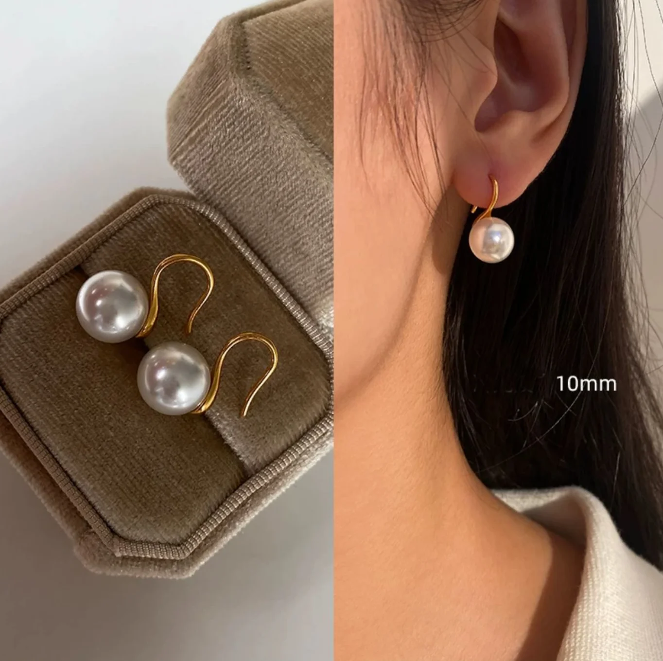 Trendy Simple Grey White Pearl Earrings for Women Exquisite S925 Silver Needle Studs Sweet Elegant Party Jewelry Wedding Gifts