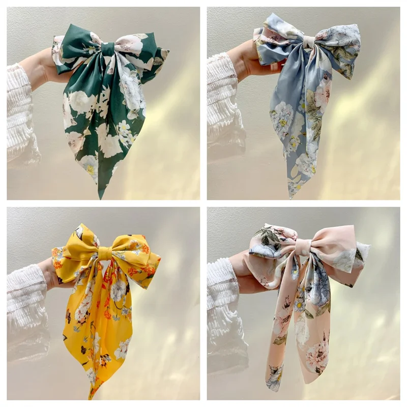 

AISHG New Women Fashion Hairpins Silk Ribbon Bow Braided Hair Clips Printed Floral Barrette Hair Accessories Girls Headdresses