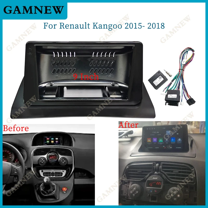 9 Inch 2din Car Fascia For Renault Kangoo 2015- 2018 Stereo Double Din Car Dvd Frame Install Panel Dash Mount Installation