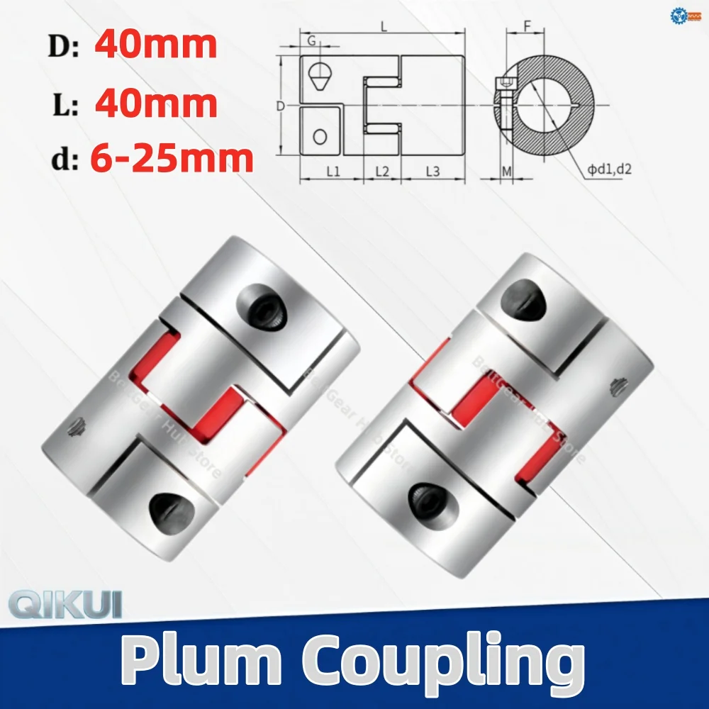 LM series Flexible plum clamp coupler D40 L40 shaft 3 Jaw shaft coupling 6mm-25mm D40L40 for CNC