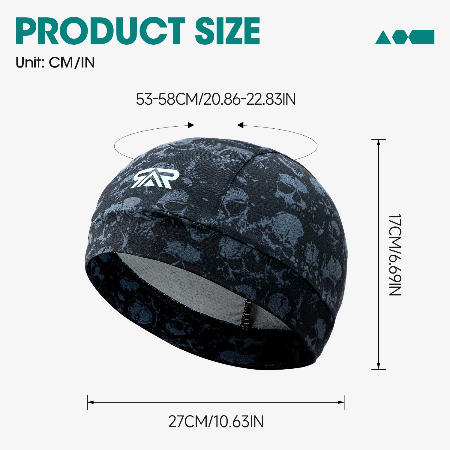 2/3Pcs Cool Skull Cap - Motorcycle Breathable Sports Helmet Liner Prints Sweat-Wicking Cycling Cap for Men Women Under Helmet