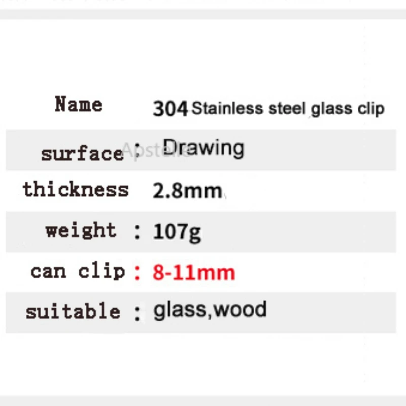 1PCS 304 Stainless Steel Clamps Clips Support Brackets 8-12 Mm Glass Clamp Hardware  Glass Holder  Cabinet Clips
