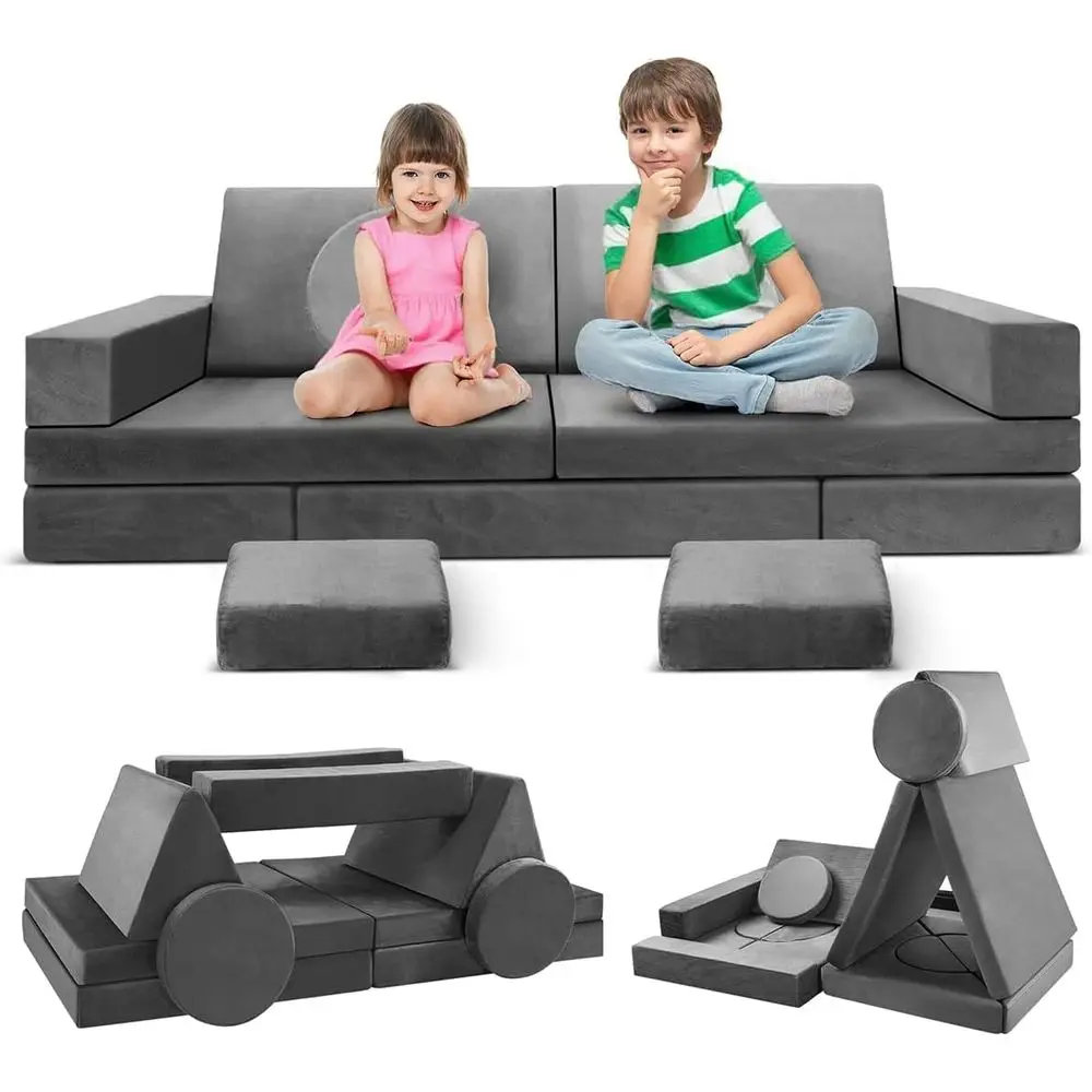 مجموعة أريكة اللعب المعيارية للأطفال: أثاث مقطعي للأطفال مكون من 18 قطعة لغرف النوم وغرف اللعب، وسائد إسفنجية قابلة للتحويل #1
