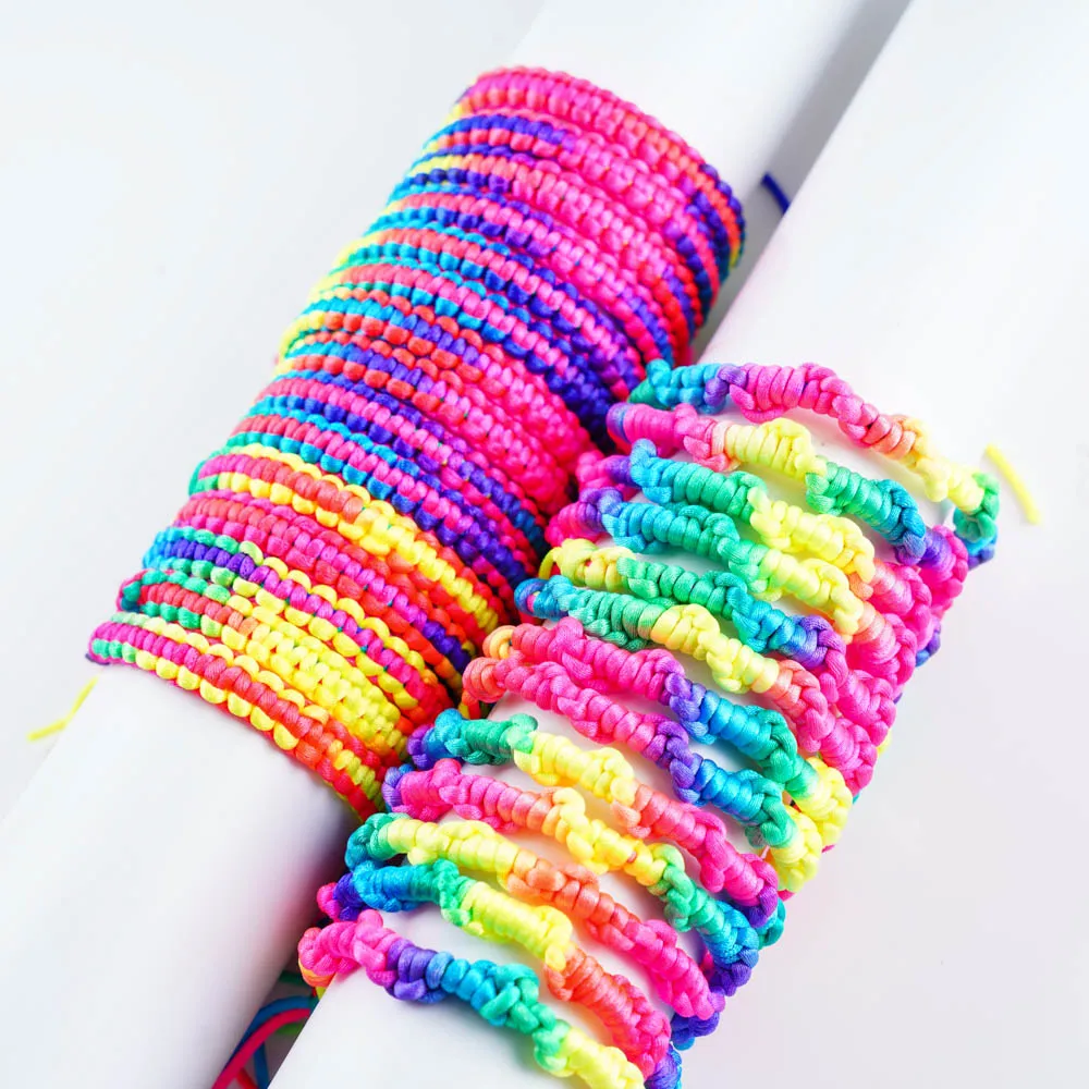 10/20/30/50Pcs/Lot Fashion Colorful Tassels Adjustable Woven Bracelet For Women Men Lucky Friendship Mixed Style Jewelry Gifts