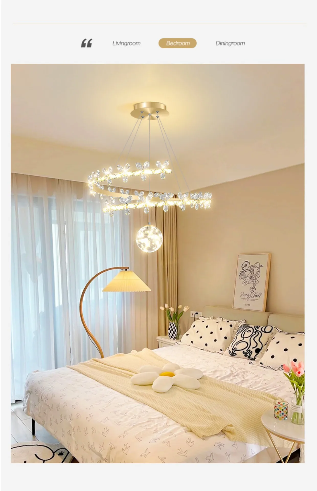 Moderno semplice fiore di cristallo lampadario a soffitto dorato luce di lusso soggiorno lampada Nordic creativo lampadario per interni