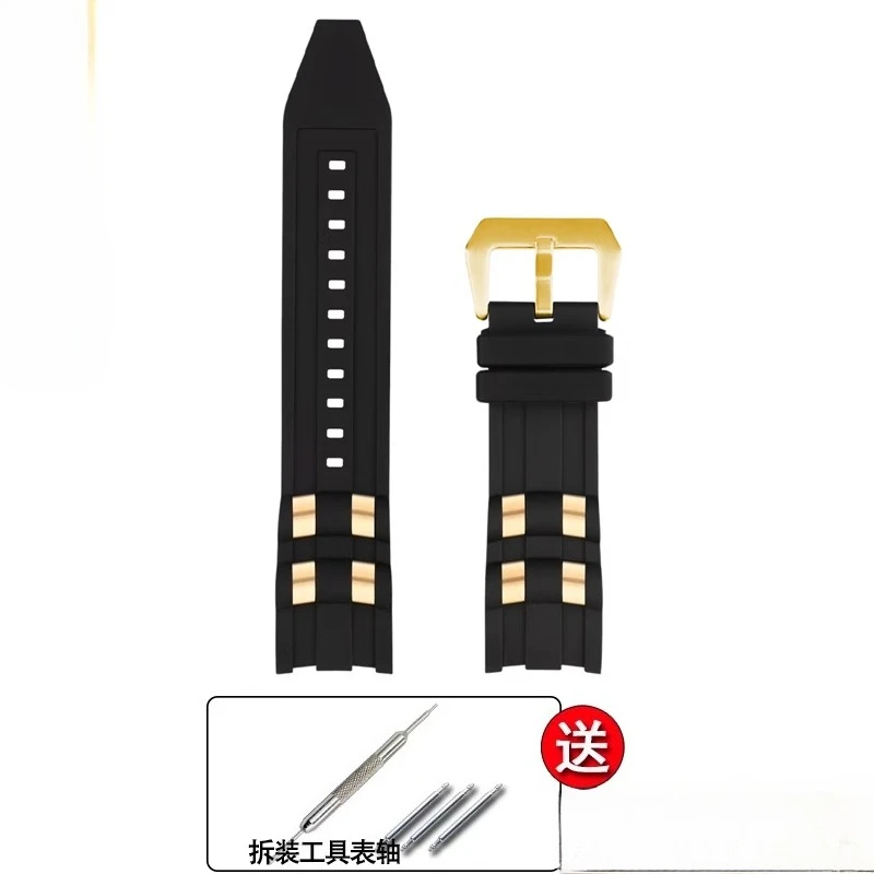 26mm Rubber Watch Strap Accessories Compatible for Invicta Russian Professional Divers Silicone Metal Pellet Wristband Bracelet - view 2