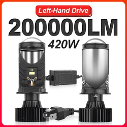 ファン冷却付きh4 LEDプロジェクターヘッドライトレンズ,420w,自動車用バルブ,12v,6000k,bi,超高輝度,200000lm