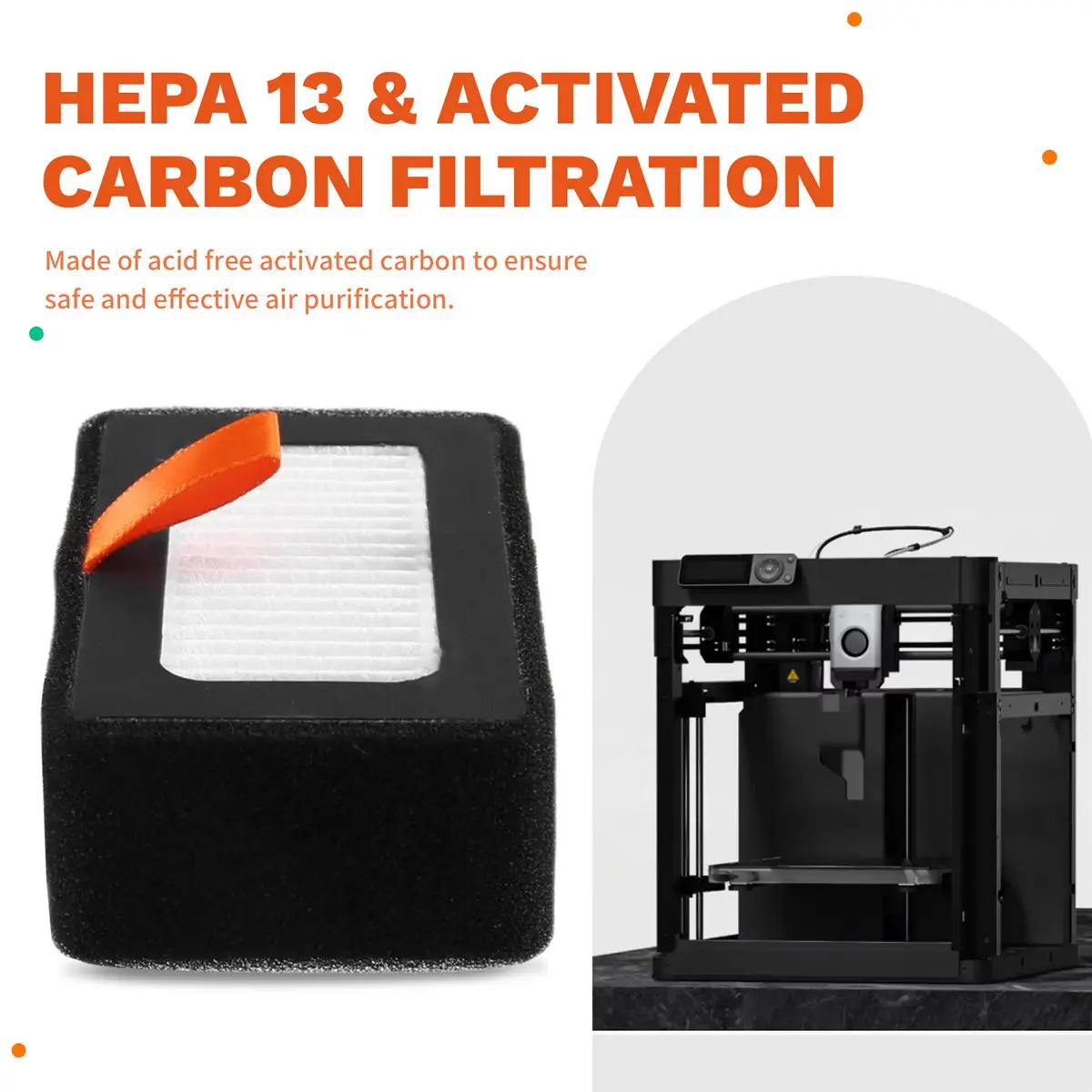 (DT37) 4pcs Activated Carbon Combo Air Filter for Bambu Lab HEPA 13 for X1C P1S P1P 3D Printers Accessories
