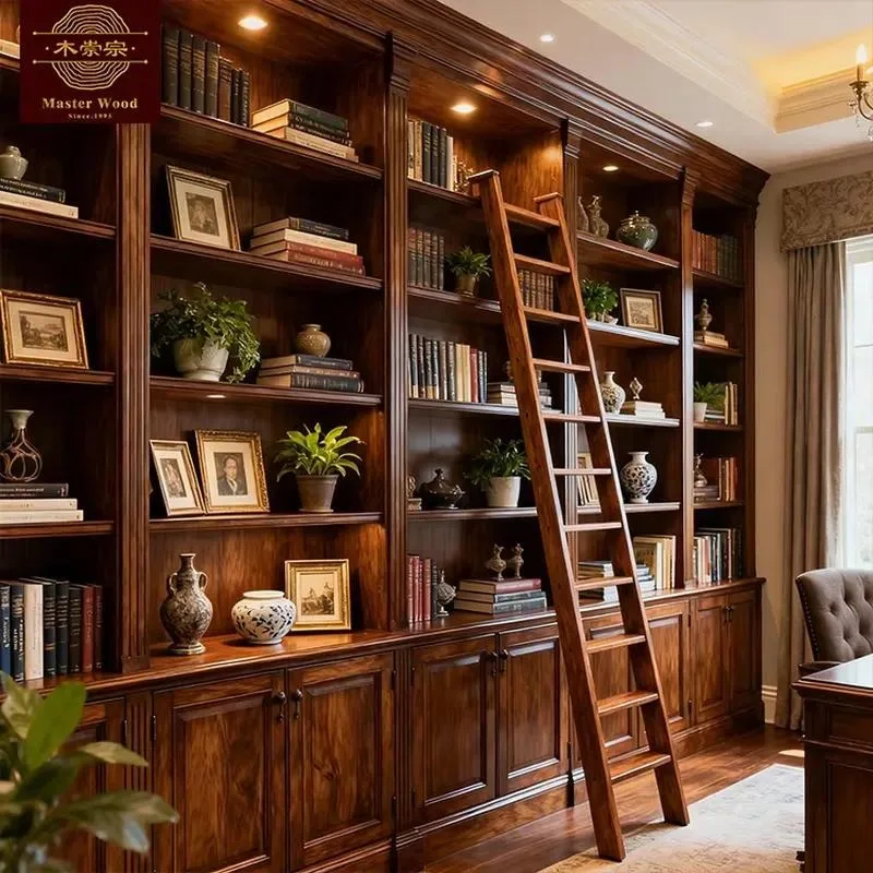 Study Desk Bookcase Natural Wood Bookshelf Solid Wood Display Cabinet Bookshelf One-stop Whole House Customization