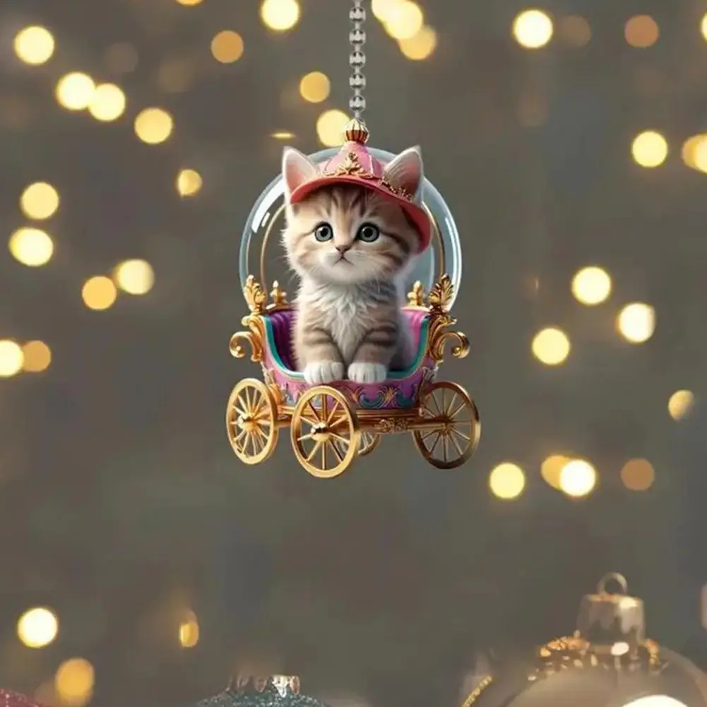 Kitten Pendant Car Decoration Acrylic Cat Ornament Cute Cat Car Pendant Hanging Ornament Acrylic Rearview Mirror Decor for Car