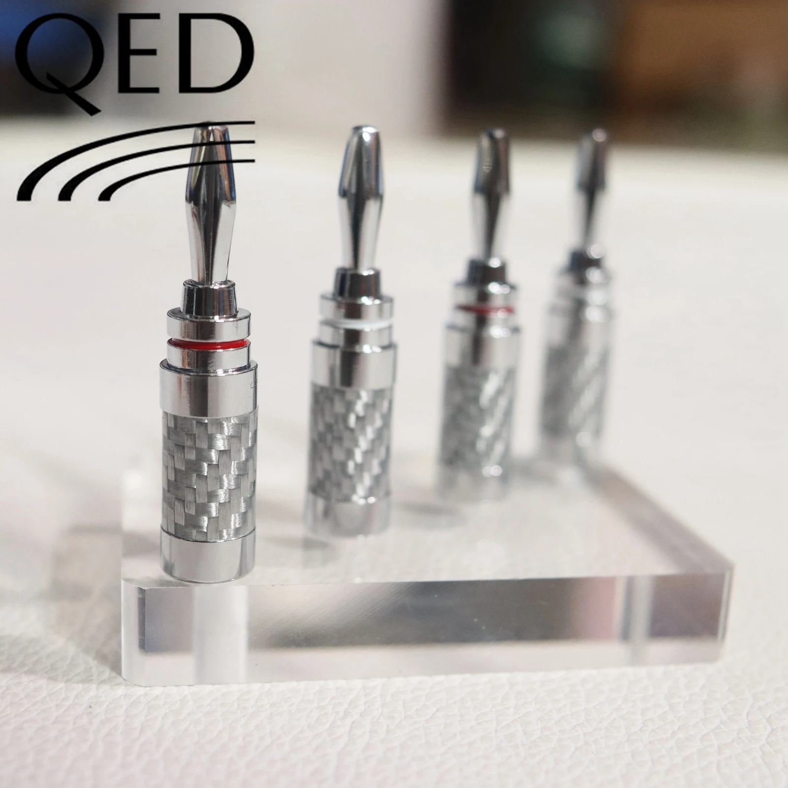حقيقي QED الموز التوصيل غير المغناطيسي لا لحام الفضة ألياف الكربون الروديوم مطلي موصل HIFI مكبر صوت كابل محطة #2