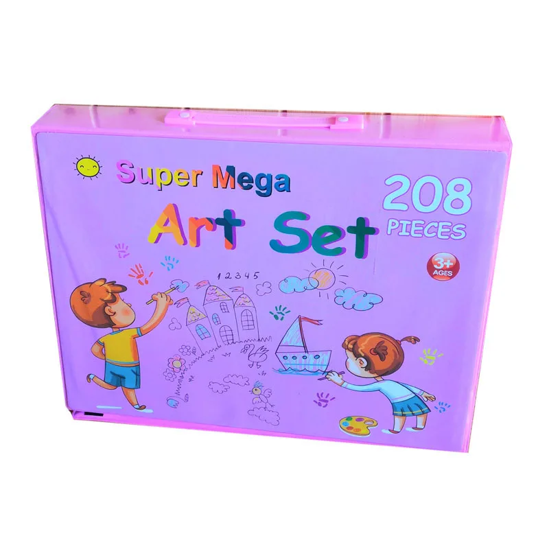 Imagem -06 - Conjunto de Pintura de Arte Infantil Lápis de Cera Canetas para Aquarela e Outros Caixa de Presente 208 Conjuntos de Pintura