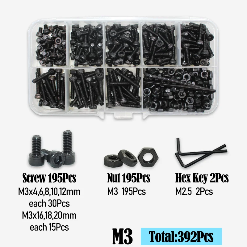 2500 bis 400 schwarzes Innensechskantschrauben-Set M2 M2,5 M3 M4 M5 M6 DIN912 12,9 Innensechskantmutter Stahl-Halbrundkopf-Innensechskantschrauben – Detail 15