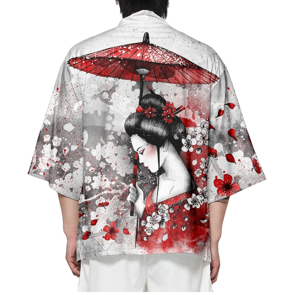 Japanese Style Loose Kimono Streetwear Haori Men Women Cardigan Robe Anime Clothes