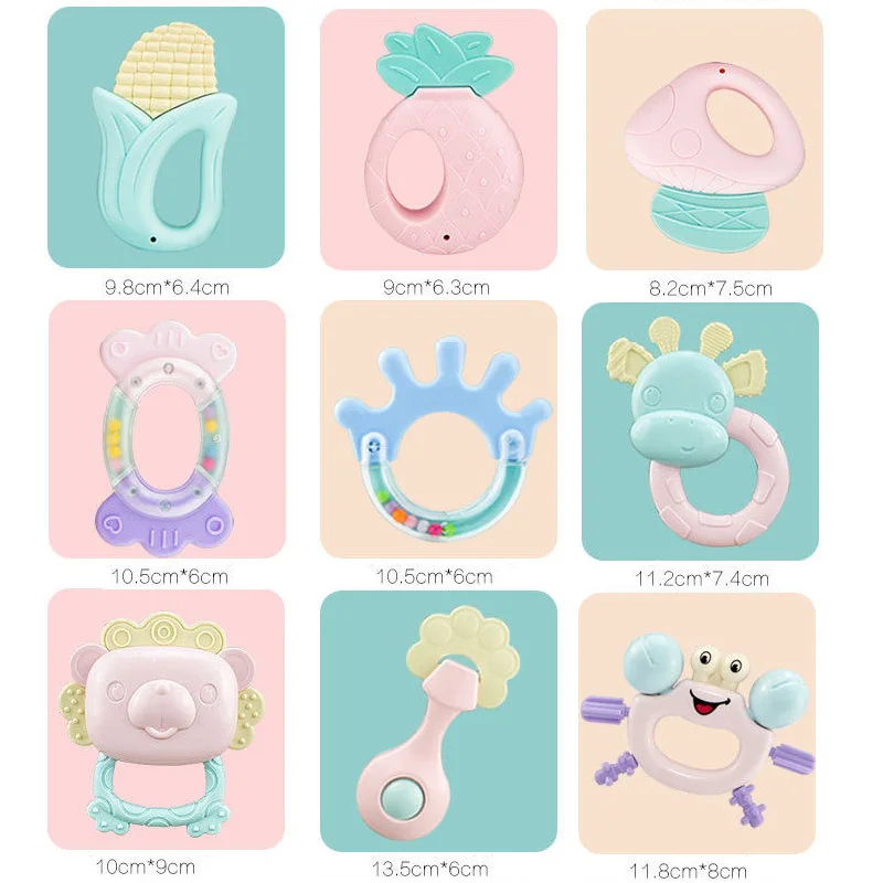 Hochet pour bébé de 0 à 12 mois, 6 à 14 pièces, anneaux de dentition à cloche souple pour nouveau-né, anneau Mobile pour berceau, jouet éducatif pour enfants, ensemble cadeaux