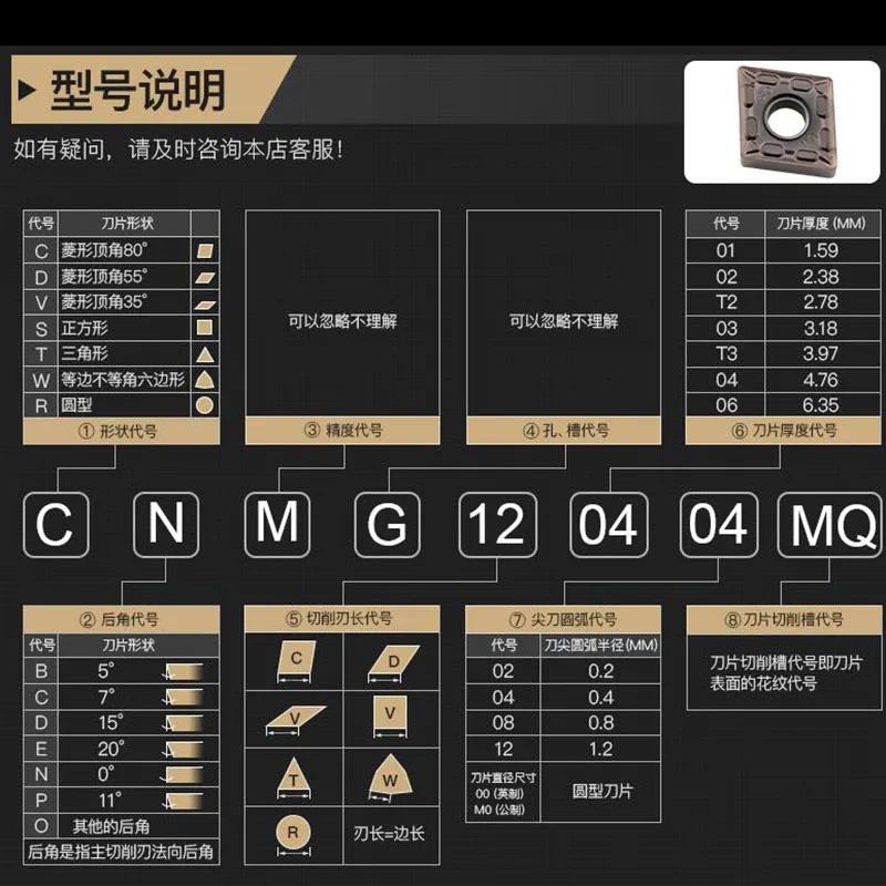 CNMG120408 MQ CNMG120404 Lathe Turning Tools Carbide Hard Alloy Inserts Blade for Stainless steel Machining Working