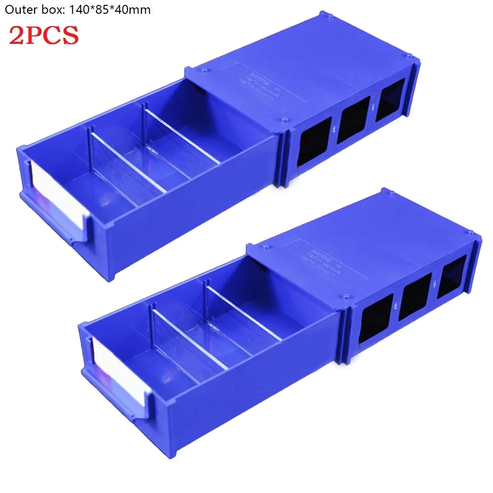 Cajas de almacenamiento de piezas de Hardware de plástico apilables, caja de herramientas de tornillos de componentes, estante de gabinete combinado de PE, caja de cajón, 2 uds.