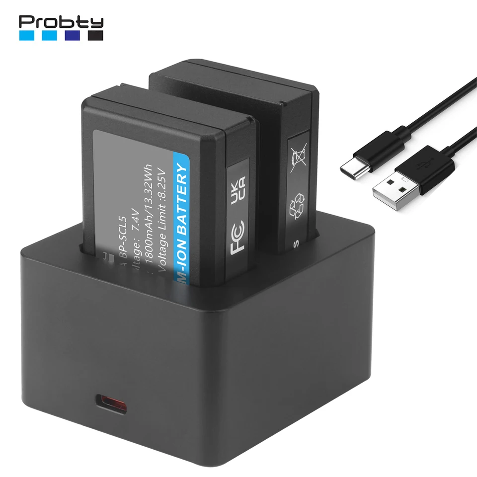 1800mAh BP-SCL5 バッテリー + LED デュアルスロット充電器ライカ M10