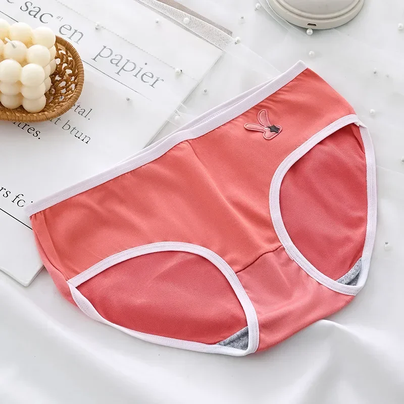 1PCS  Underwear Women Panties Lingerie Female Mid-Rise Breathable Comfort Briefs Sexy Solid Color Underpants