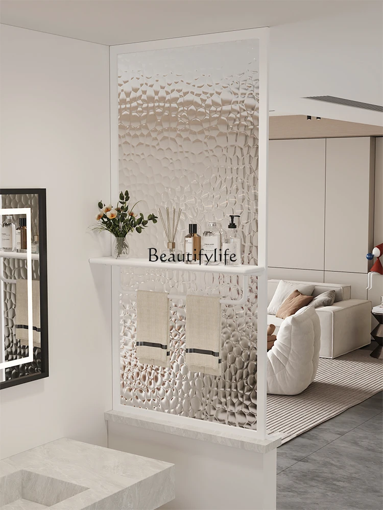 Cream Style Half Wall Subareas Screens Stainless Steel Wrought Iron Wet and Dry Area Towel Rack Customized