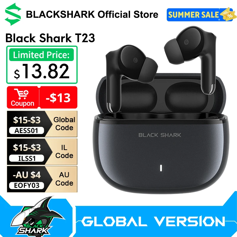 Auriculares Bluetooth Blackshark T23 con 40 horas de duración de batería, Bluetooth 5.4, ajuste de volumen y reducción de ruido ENC