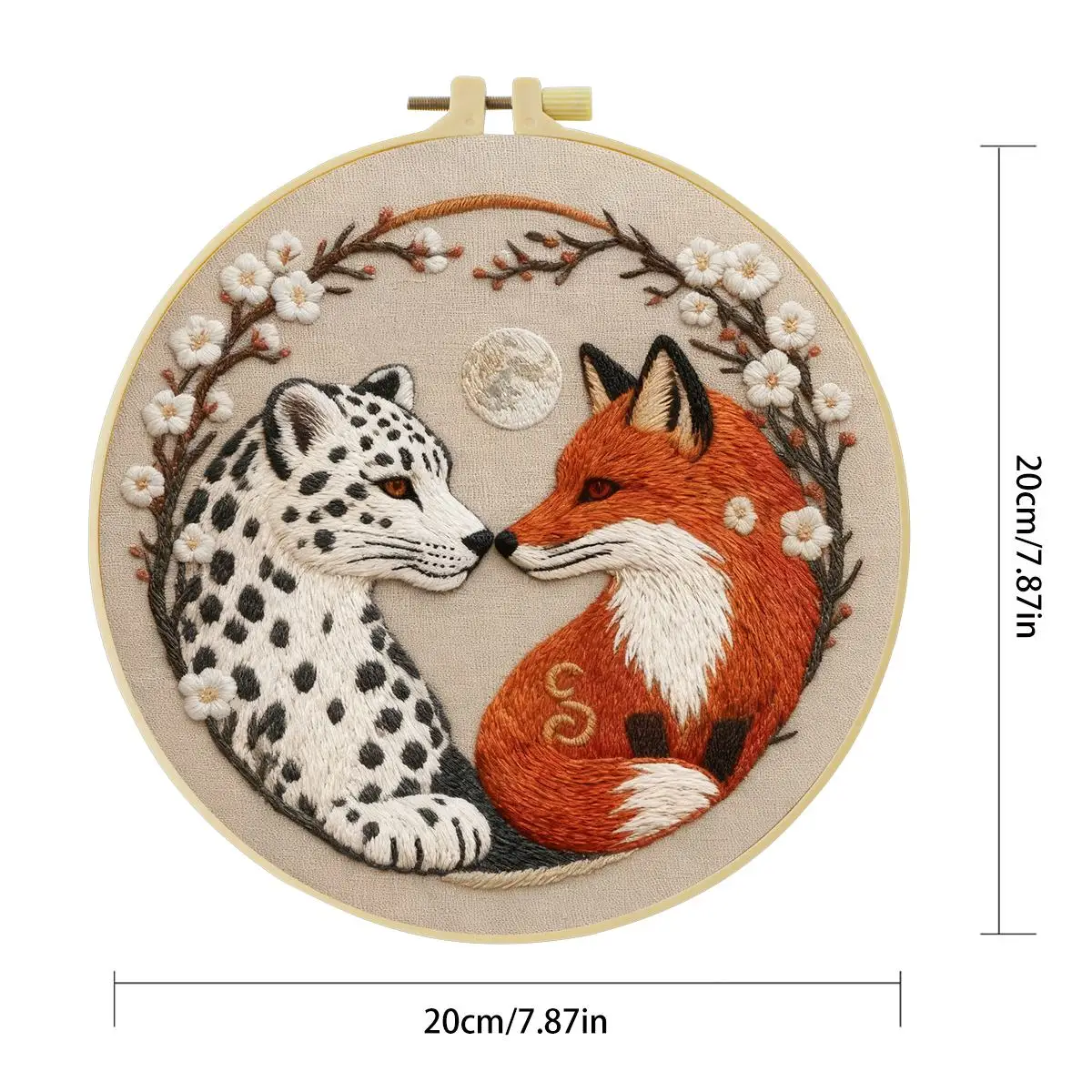 1 Stück 20X20CM/15X15CM 7,87/6,3 Zoll Der Fuchs und der Leopard Stickerei-Starter-Kit DIY-Kit DIY-Stickerei-Set Handarbeiten – Detail 4