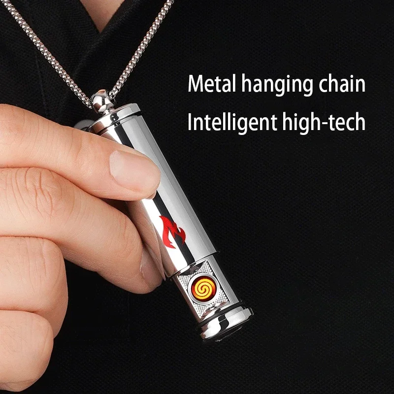 Necklace Style windproof lighters Voice Controlled Ignition tungsten Wire USB Charging cool cigarette lighter gadgets for men