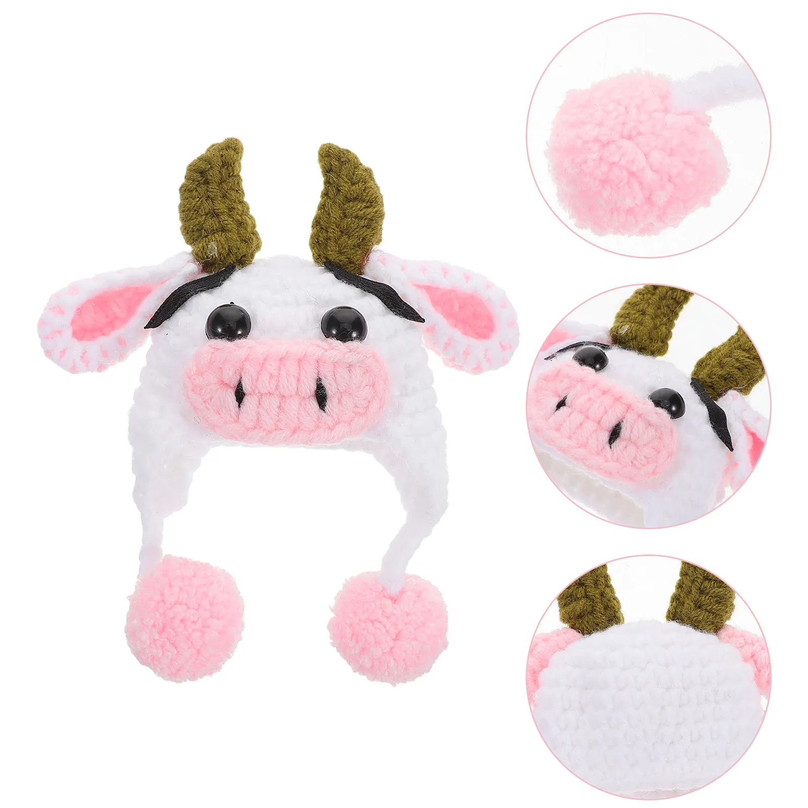 Mini Gorro de Invierno Tejido a Mano, Gorro de Lana con Diseño de Dibujos Animados, Kit de Accesorios para Manualidades, Mini Gorros para Manualidades