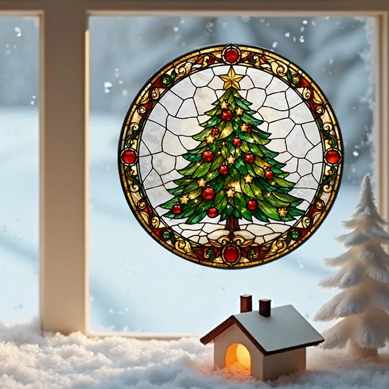 VIKAMA Christmas Elf Window Clings, Self-Adhesive Removable Xmas Glass Sticker Decal for Home Door Party Decor