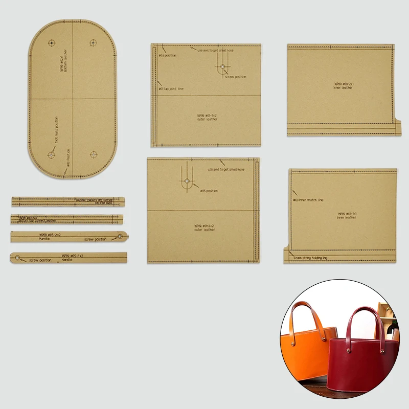 YOMDID 9PCS Handbag Organizer Bag Making Kraft Paper Template Handmade Leather Mold DIY Bag Stencil Leathercraft Accessories