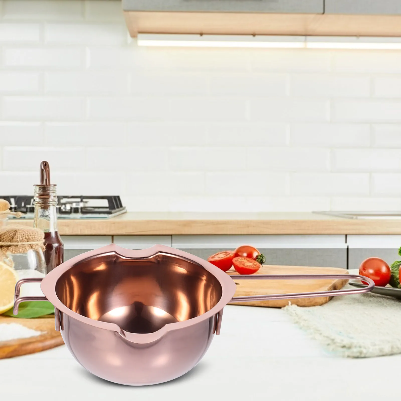 

1pc Melting Bowl Stainless Steel Extended Handle For Chocolate Butter Cheese Melting Pot Baking Tool Kitchen Gadget Bakery