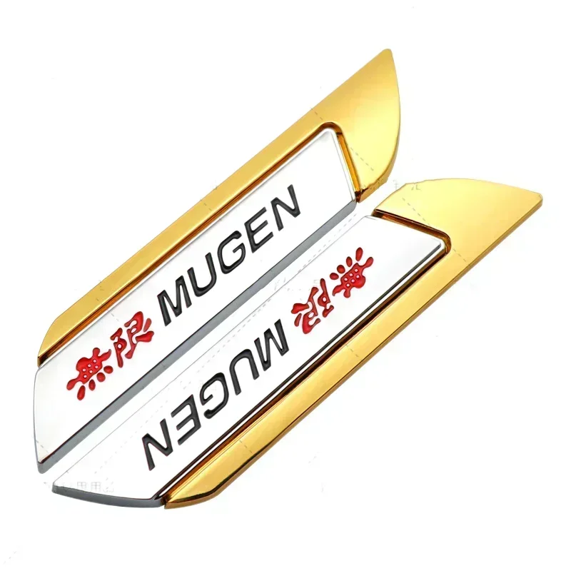 1Pairs x 3D Metal MUGEN Logo Side Fender Car Emblem Badge Sticker Decals For Honda Civic Odyssey Accord CR-V FIT City