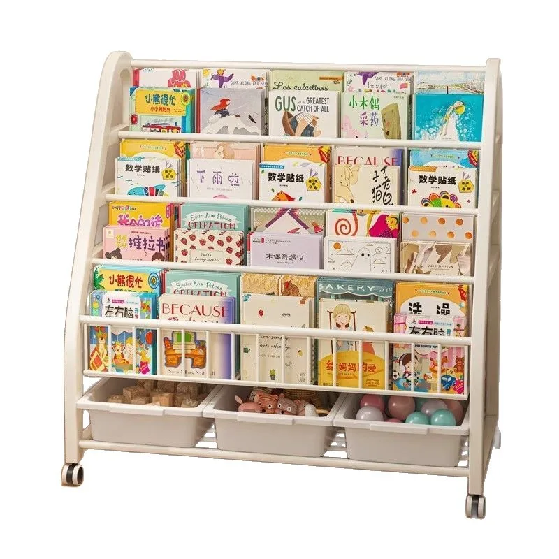 Kids Bookshelf, 5-Tier Storage Organizer, Mobile Bookcase for Children, Reading and Toy Book Rack, Home Shelving Unit