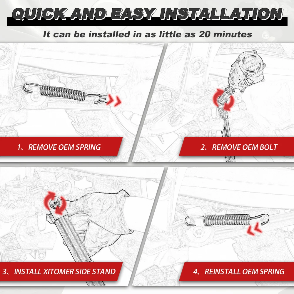 Motorcycle Adjustable Aluminium Foot Side Kick Stand Kickstand DR650 DR 650 1996-2020 2021 2022 2023 2024 2025 For Suzuki