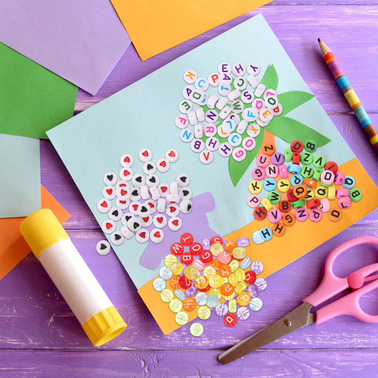 1900Pcs DIY Acrylic Beads Alphabet Letter Beads Craft Making Kit for Jewelry Handcrafts Hair Accessories Brooches Bead Curtains