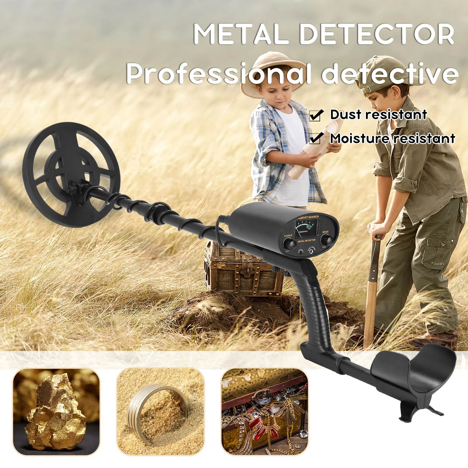 Gt6100 detector de metais subterrâneo à prova dwaterproof água todo o modo de metal jóias ouro finder