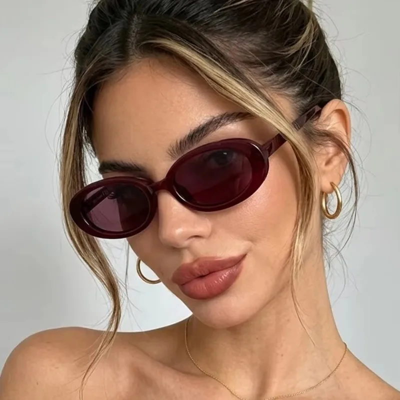 Retro Classic Cat Eye Sunglasses For Women Fashion Luxury Oval Vintage Red Frame Sun Glasses Modern Female Male Shades UV400