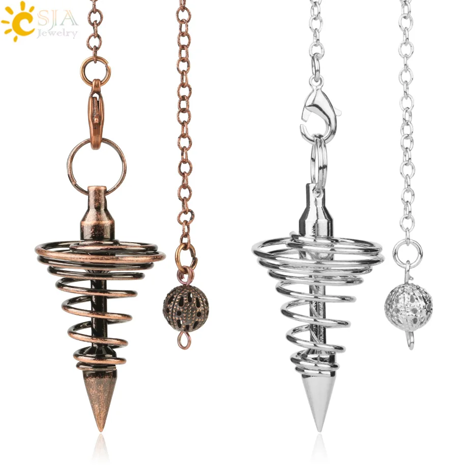 Pendulo radiestesia Amuleto De Metal Pêndulo Espiral Cone Cobre Antigo da Cor do Ouro Prata Jóias Pêndulos Reiki Pirâmide Pendule pêndulo de radiestesia pendulo adivinhação espiritual pendulo para radiestesia G163