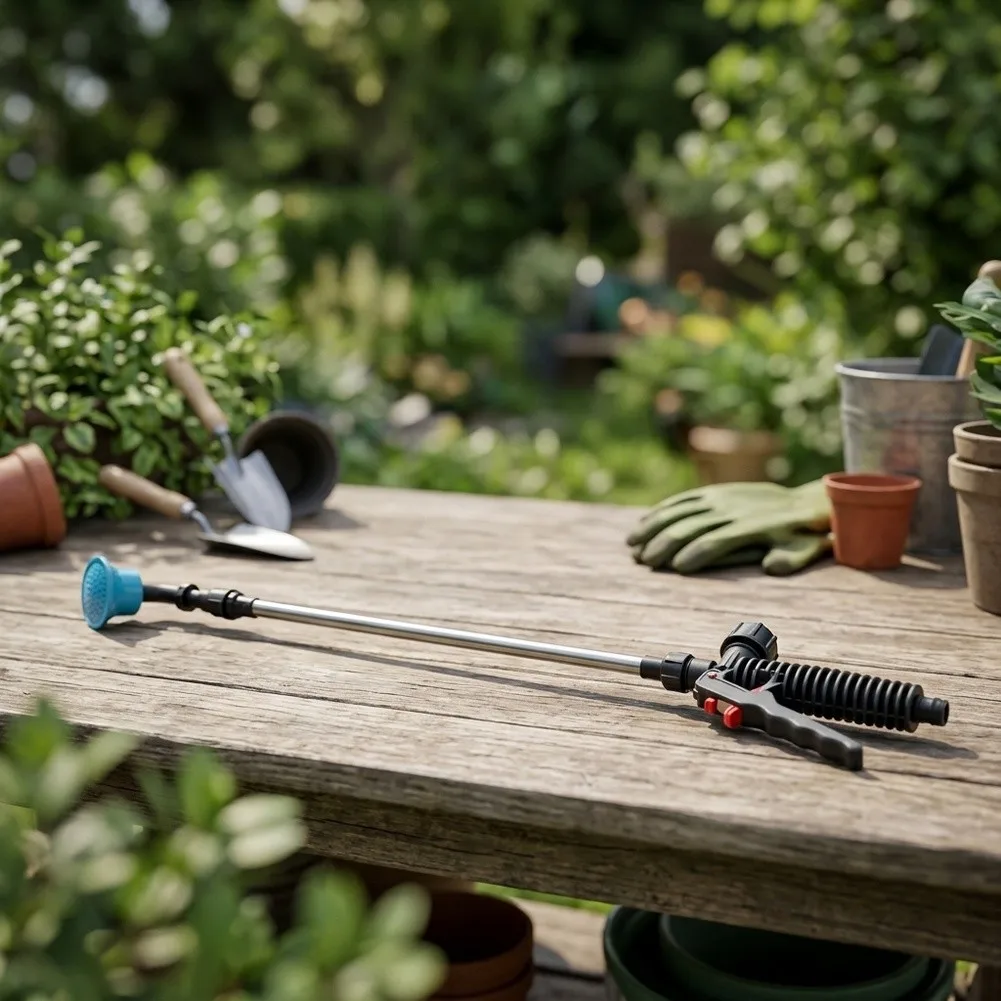 Zinc Alloy Garden Hose Watering Wand with Anti-Slip Handle Adjustable Spray Nozzle for Plants Lawn and Outdoor Use