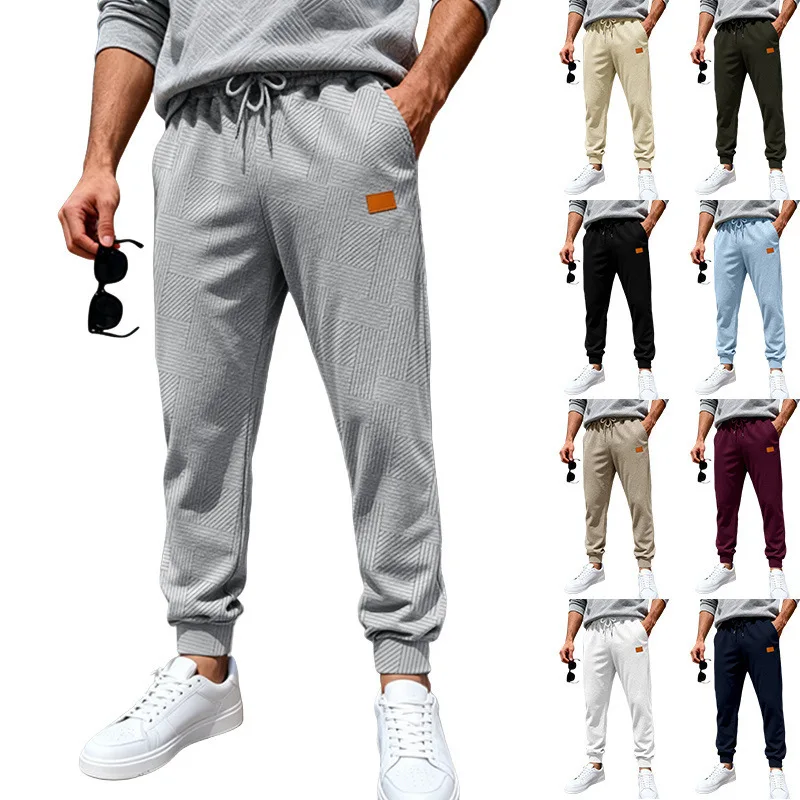 

Men's Casual Sports Commuter Sweatpants Textured Heavyweight Loose Fit Polyester Fiber Straight Leg Small Footwear