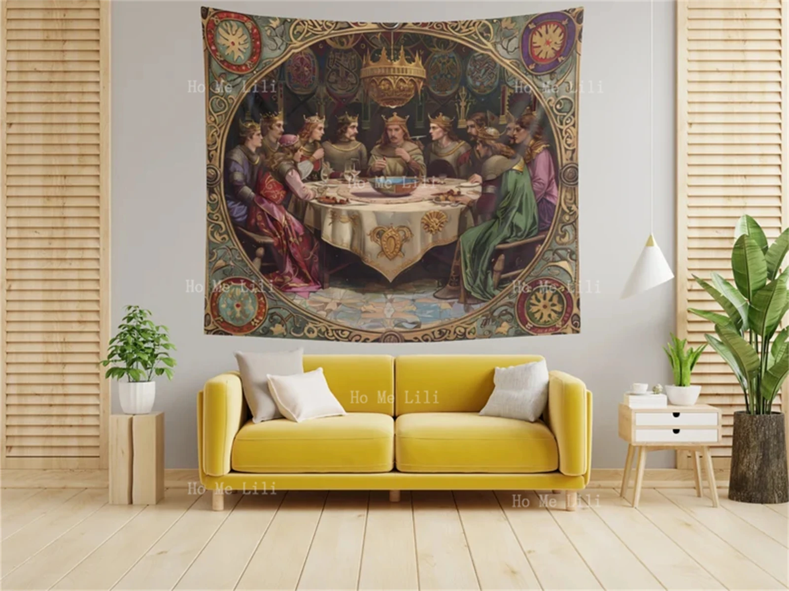 Medieval King Arthur Knights Of The Round Table Vintage Tapestry Wall Decor
