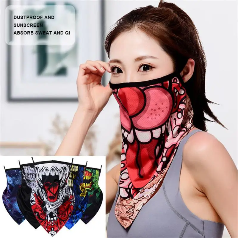 New Men Halloween Skull Death Bandana Hanging Ear Triangle Face Mask Cycling Hunting Hike Fishing Sports Outdoor Neck Warmer