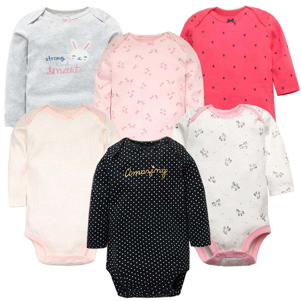 2024 Baby Bodysuit 6 PCS 3-pack infantil Jumpsuit Boy Girls clothes Long Sleeve 100% newborn body bebe Clothing kids Costume