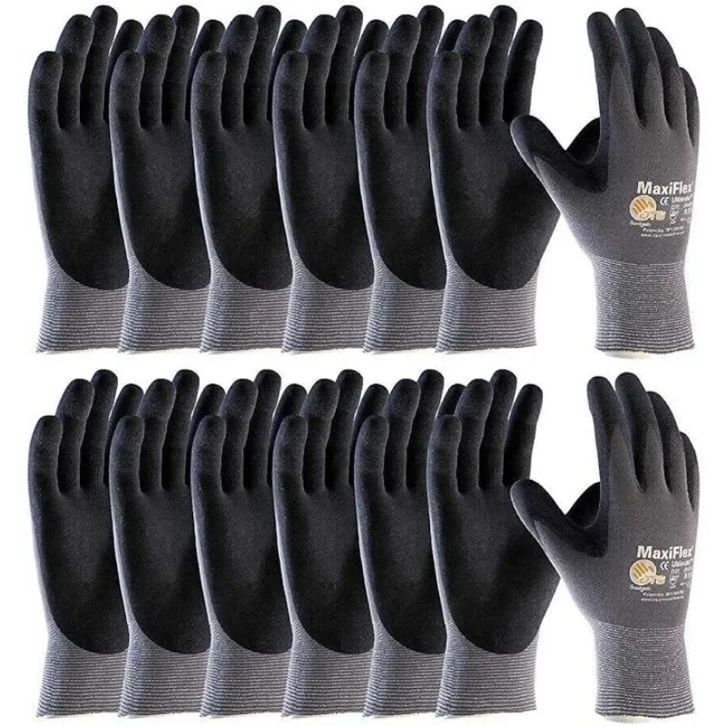 MaxiFlex PIP 34-874 Ultimate Foam Nitrile Palm Coated Gloves, Gray (Pack of 12) Gloves for Work