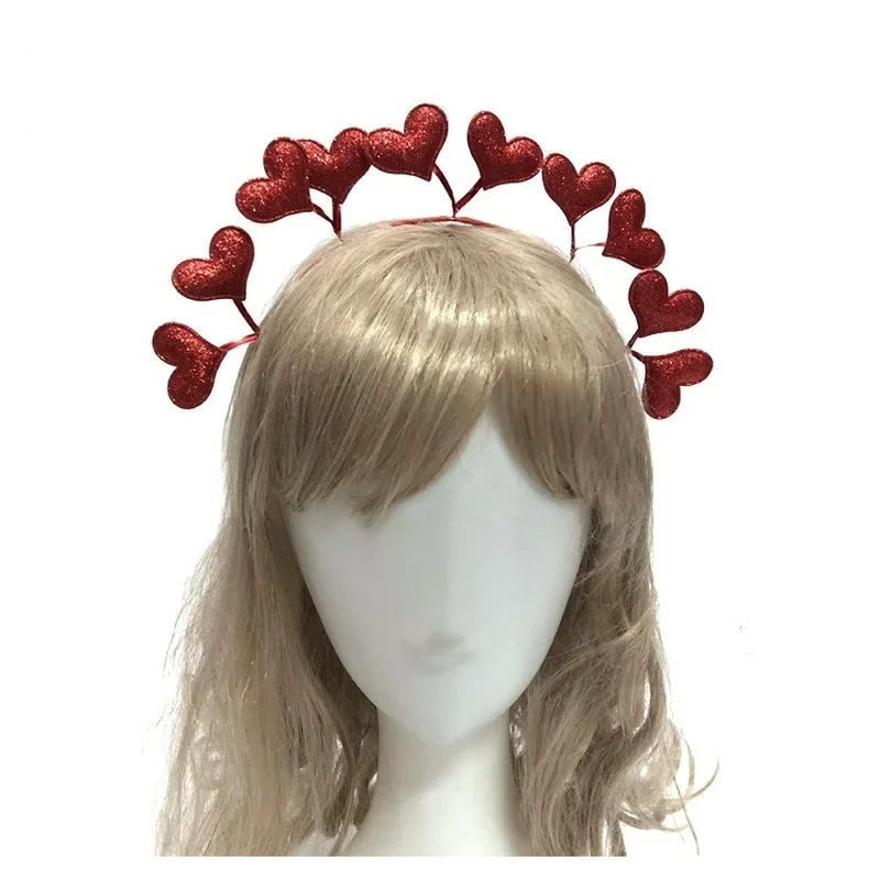 10pcs Pink Red Women Girls Valentine's Day Headband Love Heart Hair Hoop Hairband  Bridal  Favor Party Birthday Wedding Festival