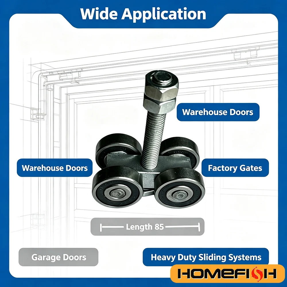 1PC Steel Bearing Pulley Hanging Wheel Parts Door Rollers 4 Wheel Trolley Assembly Roller Hanging Sliding Track Wheel