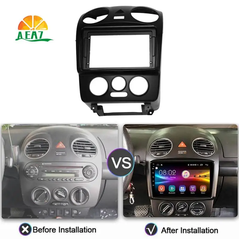 

AEA7-2Din Car Radio Fascia For VW Beetle 2004-2010 DVD Stereo Frame Plate Adapter Mounting Dash Installation Bezel Trim Kit