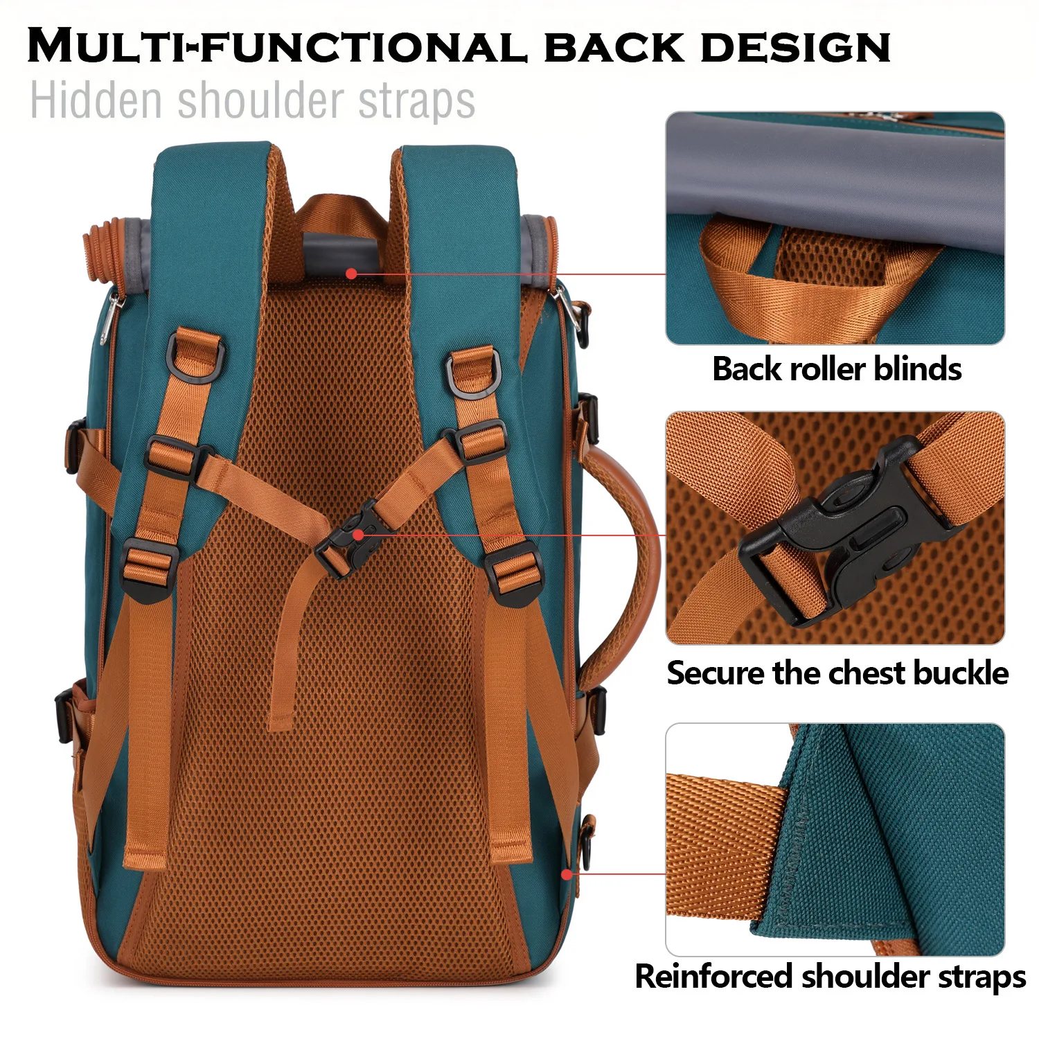 حقيبة ظهر مع حجرة للأحذية، حقيبة كمبيوتر محمول مقاس 16 بوصة معتمدة من طائرة السفر، حقيبة ظهر شخصية للكلية #4